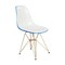 Leisuremod Cresco Molded 2-Tone Eiffel Side Chair with Gold Base - White Blue